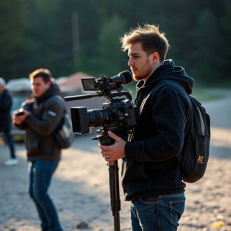 Fotografía del equipo de Estudio Visual Aurora trabajando en una filmación.